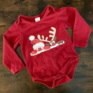 5/$25 sale — Santa and Reindeer long sleeve onesie - 6-12M